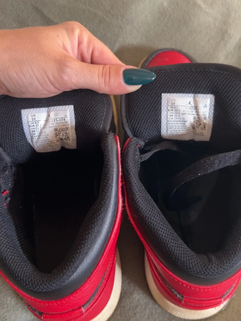 Jordan Kids Black and Red High-Top Sneakers